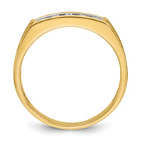 14k IBGoodman Men's Polished Satin & Grooved 2-Row Diamond Ring-B64207