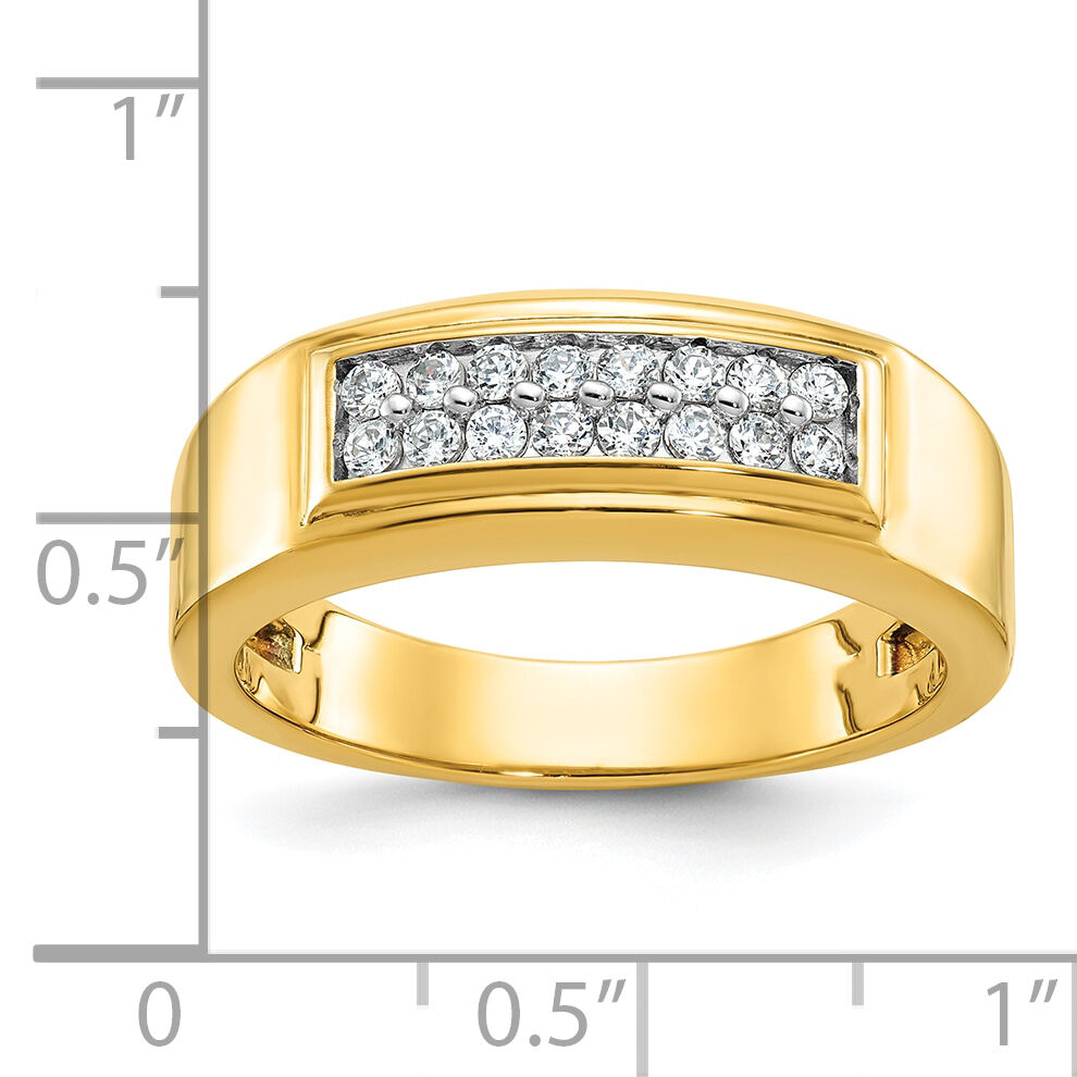 10k IBGoodman Men's Polished 2-Row Ring Mounting-B64208