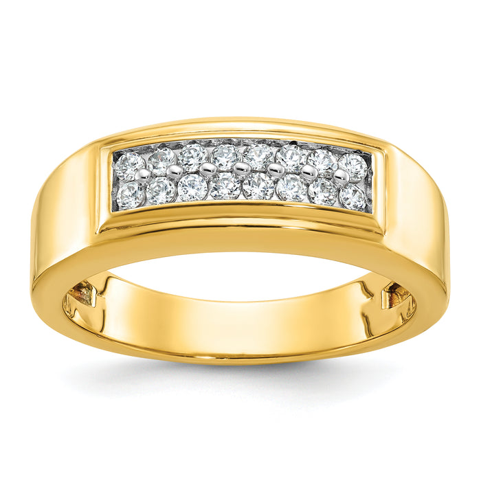 10k IBGoodman Men's Polished 2-Row Ring Mounting-B64208-0Y