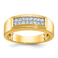 10k IBGoodman Men's Polished 2-Row Ring Mounting-B64208