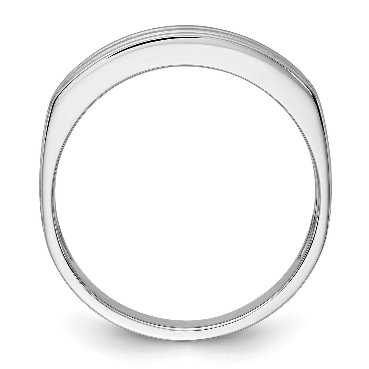 IBGoodman 14k White Gold 9 Stone Polished/Brushed/Grooved Ring Mounting-B64209