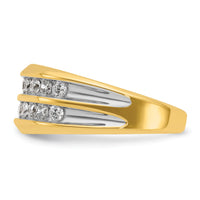 14k with White Rhodium 3/4 ct Lab Grown Dia VS/SI+ G+ 2 Row Men's Ring-B64212