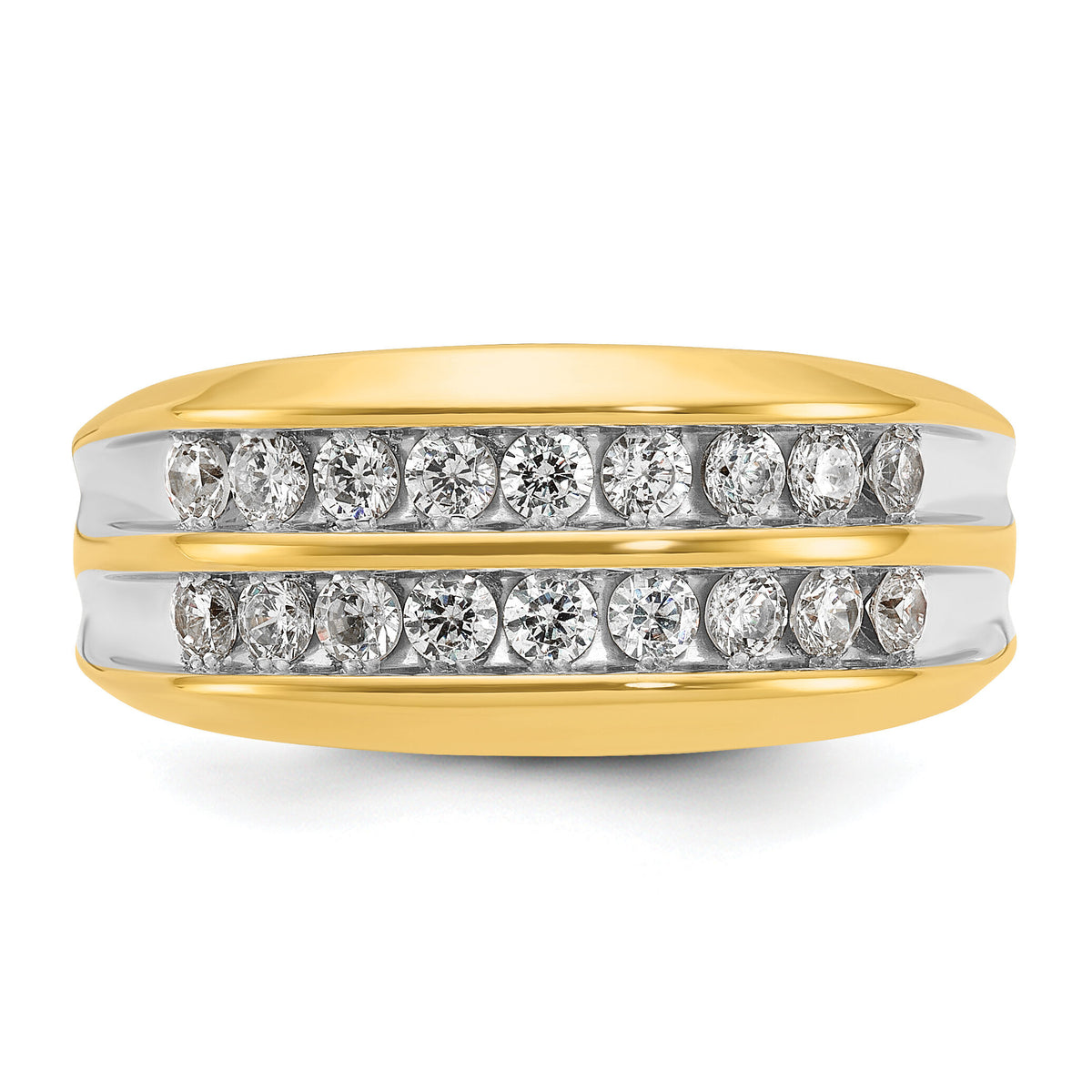 14k with White Rhodium 3/4 ct Lab Grown Dia VS/SI+ G+ 2 Row Men's Ring-B64212