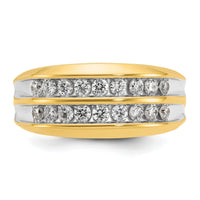 14k with White Rhodium 3/4 ct Lab Grown Dia VS/SI+ G+ 2 Row Men's Ring-B64212