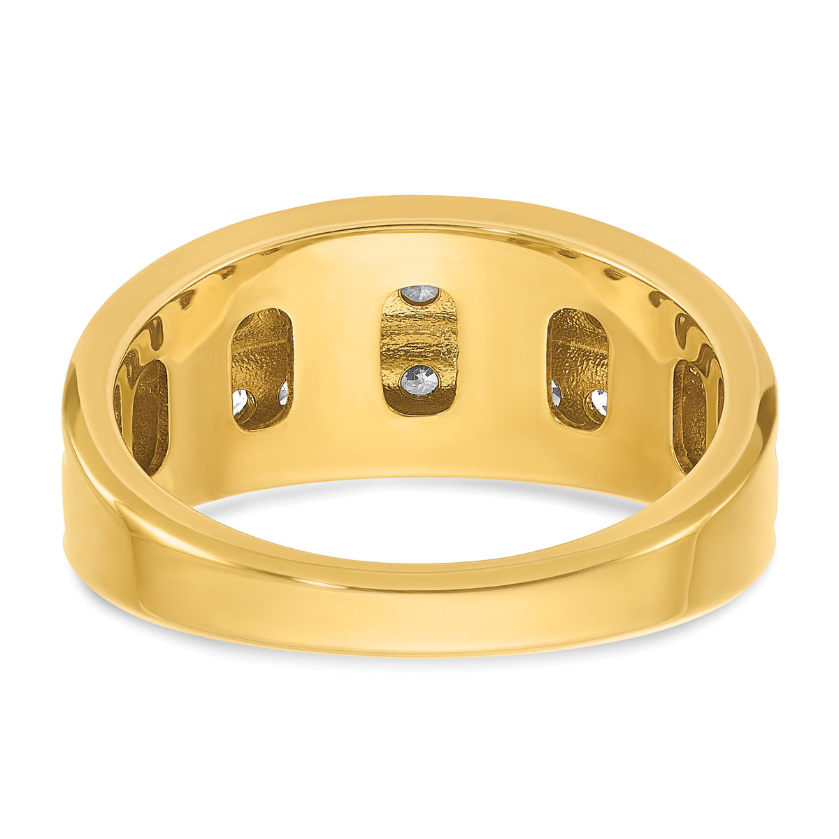 14k with White Rhodium 3/4 ct Lab Grown Dia VS/SI+ G+ 2 Row Men's Ring-B64212