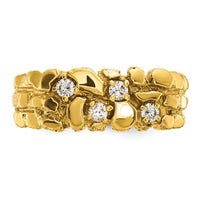 14k IBGoodman Men's Polished Nugget Textured Diamond Ring-B64213