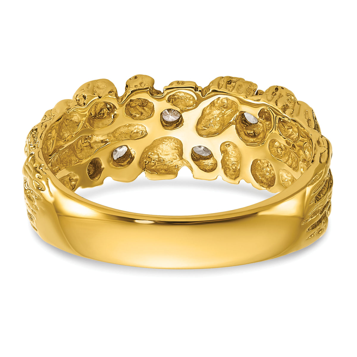 14k IBGoodman Men's Polished Nugget Textured Diamond Ring-B64213