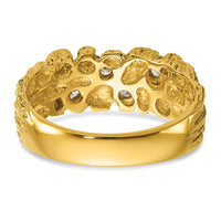 14k IBGoodman Men's Polished Nugget Textured Diamond Ring-B64213