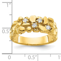 14k IBGoodman Men's Polished Nugget Textured Diamond Ring-B64213
