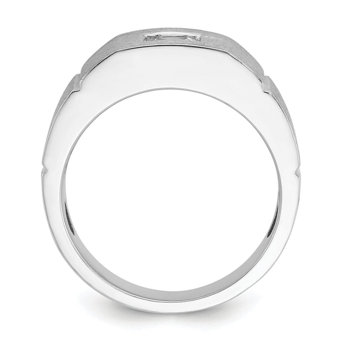 14k White Gold 5/8 ct Lab Grown Diamond VS/SI+ G+ Complete Men's Ring-B64227
