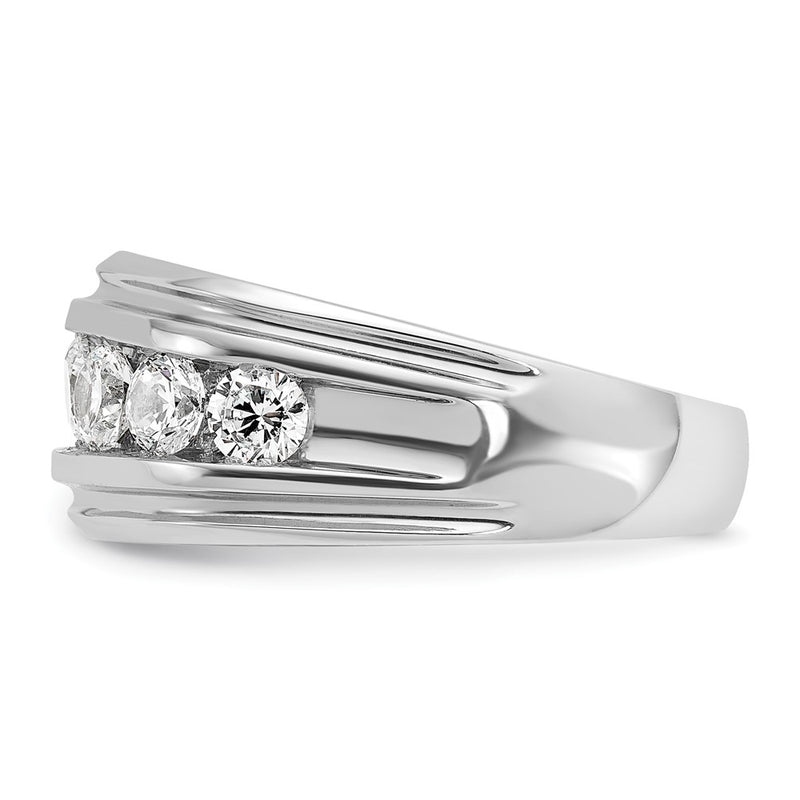 IBGoodman 14k White Gold Men's Polished and Grooved 1 3/4 Carat AA Quality Diamond Ring-B64228-4WAA