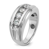 IBGoodman 14k White Gold Men's Polished and Grooved 1 3/4 Carat AA Quality Diamond Ring-B64228-4WAA