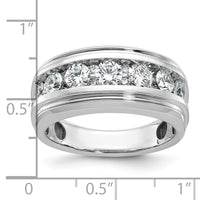 IBGoodman 14k White Gold Men's Polished and Grooved 1 3/4 Carat AA Quality Diamond Ring-B64228-4WAA