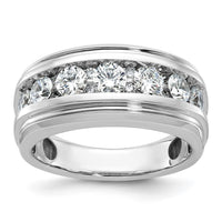 IBGoodman 14k White Gold Men's Polished and Grooved 1 3/4 Carat AA Quality Diamond Ring-B64228-4WAA