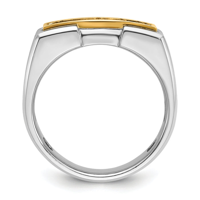14ktt IBGoodman Men's Polished & Grooved 5-Stone Diamond Ring-B64236