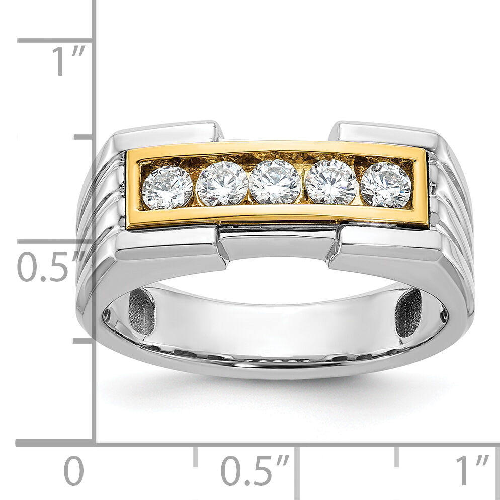 14ktt IBGoodman Men's Polished & Grooved 5-Stone Diamond Ring-B64236