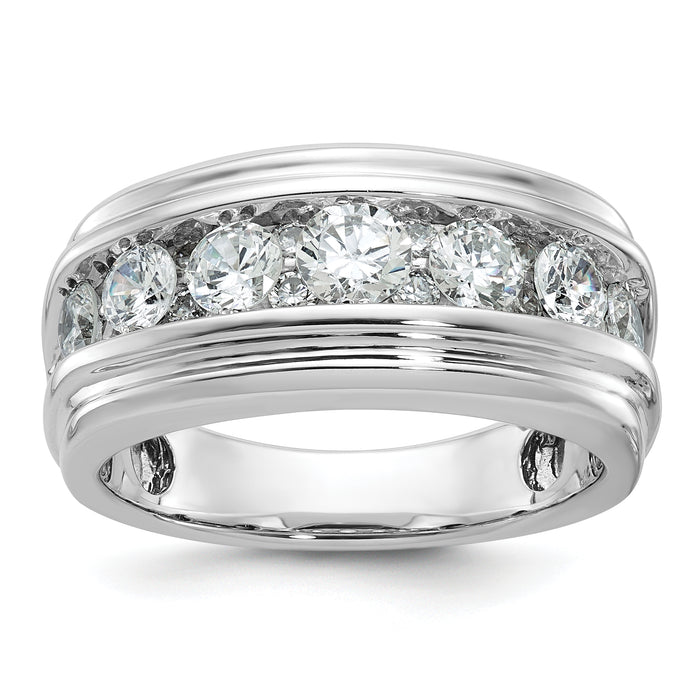 14kw IBGoodman Men's Polished & Grooved 2ct. AA Quality Diamond Ring-B64238-4WAA