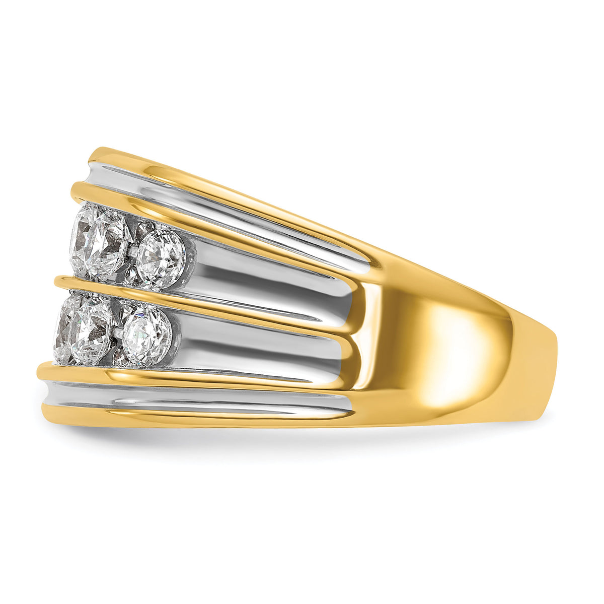 14k with White Rhodium 2 ct Lab Grown Diamond VS/SI+ G+ 2 Row Men's Ring-B64246