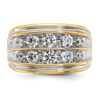 14k with White Rhodium 2 ct Lab Grown Diamond VS/SI+ G+ 2 Row Men's Ring-B64246