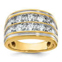 14k with White Rhodium 2 ct Lab Grown Diamond VS/SI+ G+ 2 Row Men's Ring-B64246