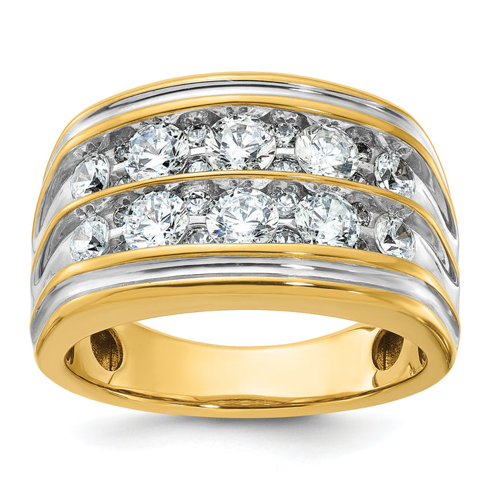 14k with White Rhodium 2 ct Lab Grown Diamond VS/SI+ G+ 2 Row Men's Ring-B64246