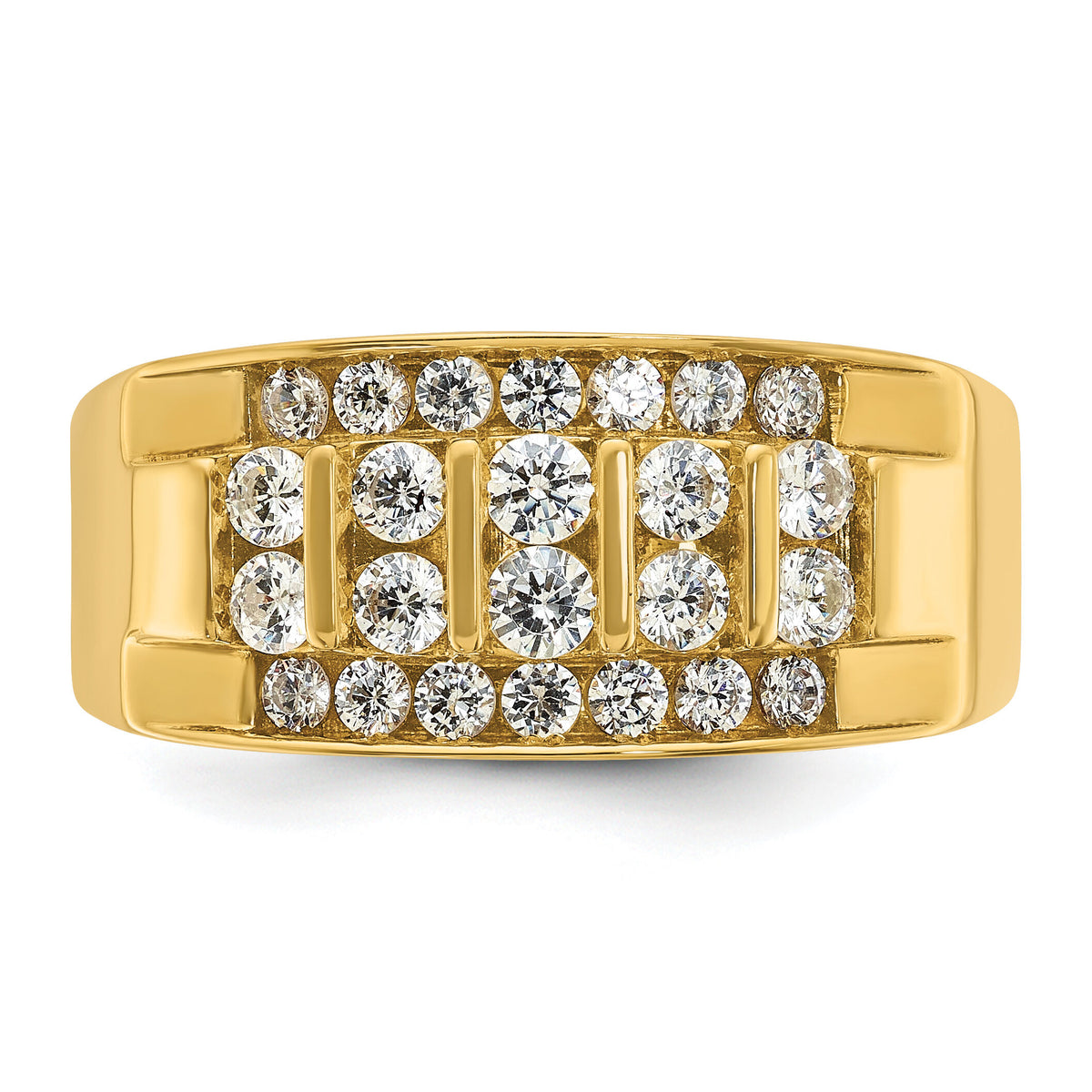 14k 1 1/8 ct Lab Grown Diamond VS/SI+ G+ 4 Row Men's Ring-B64251