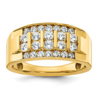14k 1 1/8 ct Lab Grown Diamond VS/SI+ G+ 4 Row Men's Ring-B64251