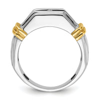 14k Two-tone 5 Stone Polished and Grooved Men's Ring Mounting-B64254