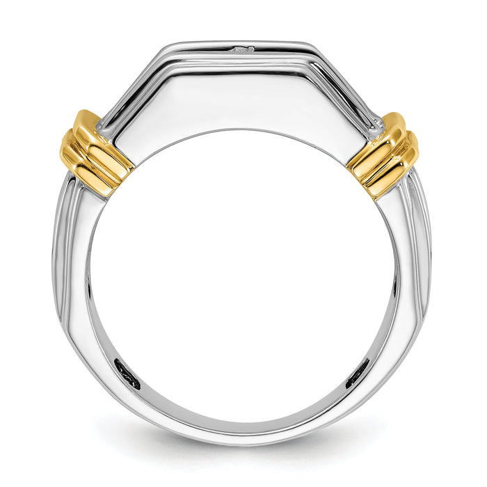 14k Two-tone 5 Stone Polished and Grooved Men's Ring Mounting-B64254