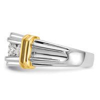14k Two-tone 5 Stone Polished and Grooved Men's Ring Mounting-B64254