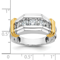 14k Two-tone 5 Stone Polished and Grooved Men's Ring Mounting-B64254