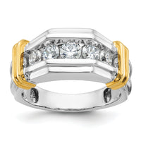 14k Two-tone 5 Stone Polished and Grooved Men's Ring Mounting-B64254