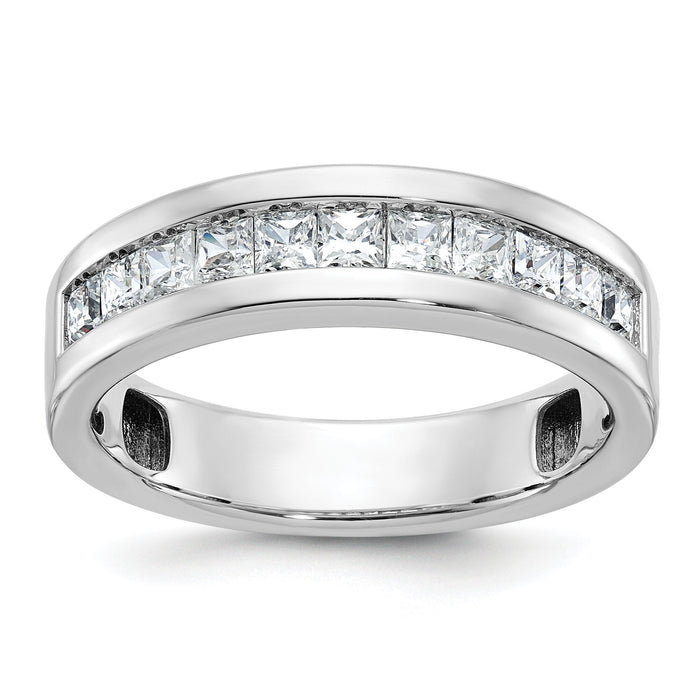 14k White Gold IBGoodman Men's Polished Square 11-Stone Diamond Ring-B64264