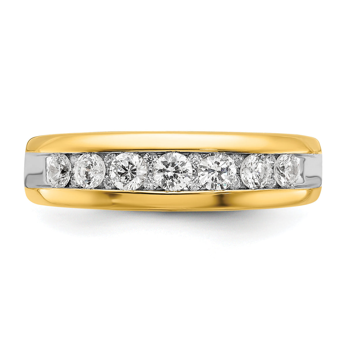 14k w/ White RH 1 1/2 ct Lab Grown Dia VS/SI+ G+ 7 Stone Comp Men's Ring-B64269