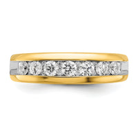14k w/ White RH 1 1/2 ct Lab Grown Dia VS/SI+ G+ 7 Stone Comp Men's Ring-B64269