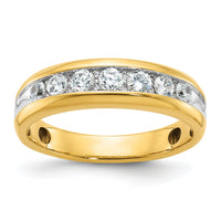 14k w/ White RH 1 1/2 ct Lab Grown Dia VS/SI+ G+ 7 Stone Comp Men's Ring-B64269