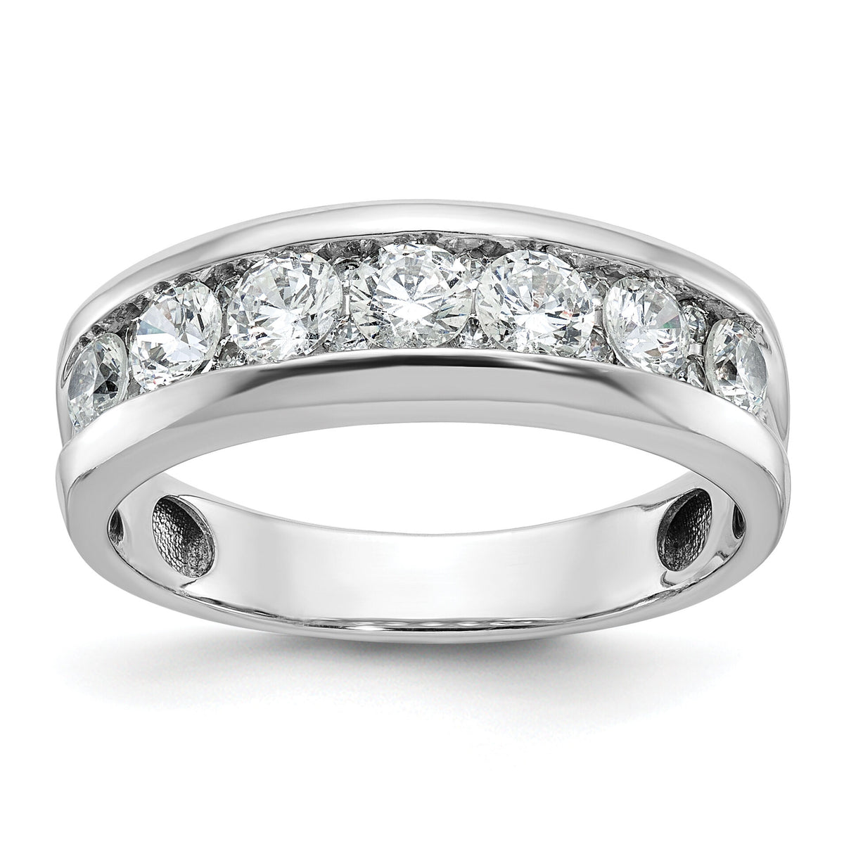 IBGoodman 14k White Gold Polished 7 Stone Men's Ring Mounting-B64270