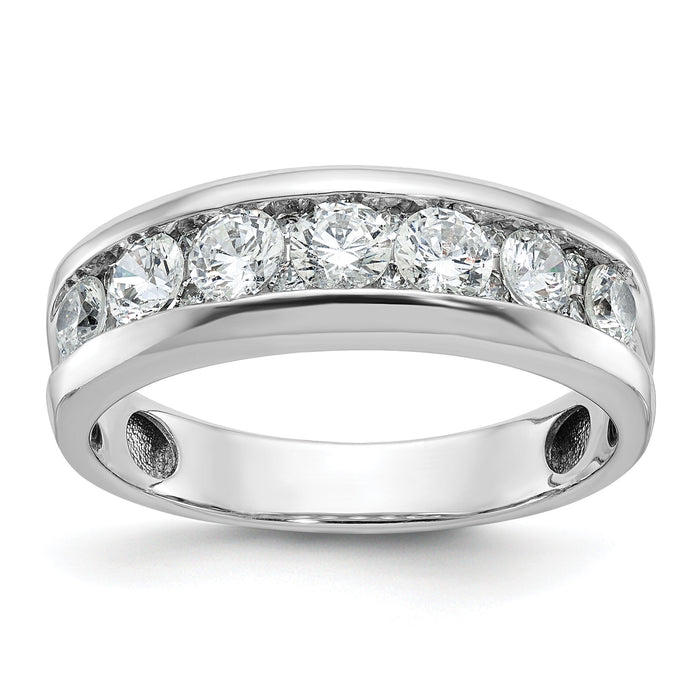 IBGoodman 14k White Gold Polished 7 Stone Men's Ring Mounting-B64270