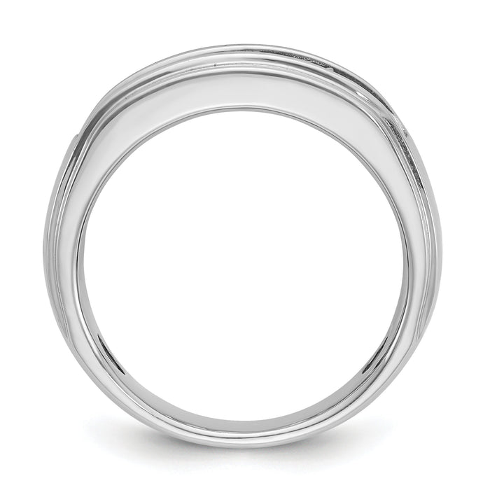 14kw IBGoodman Men's Polished & Grooved 5-Stone Diamond Ring-B64279