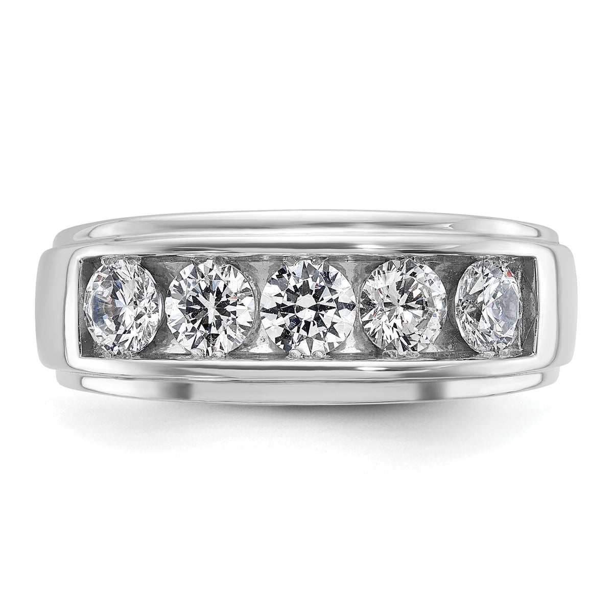 14kw IBGoodman Men's Polished & Grooved 5-Stone Diamond Ring-B64279