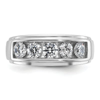 14kw IBGoodman Men's Polished & Grooved 5-Stone Diamond Ring-B64279