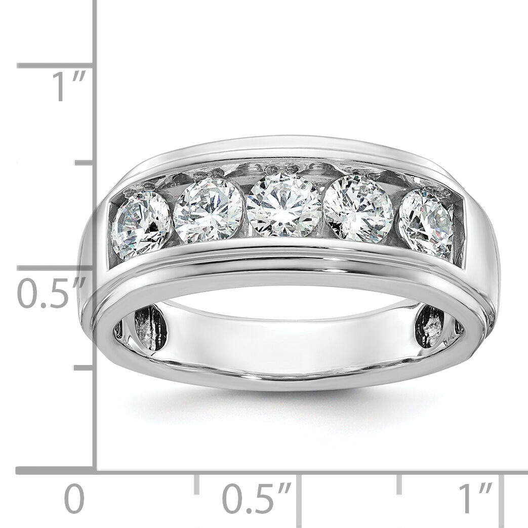14kw IBGoodman Men's Polished & Grooved 5-Stone Diamond Ring-B64279