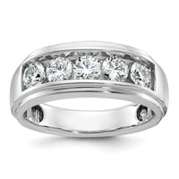 14kw IBGoodman Men's Polished & Grooved 5-Stone Diamond Ring-B64279