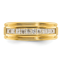 14k IBGoodman Men's Polished & Satin Square 10-Stone Diamond Ring-B64291
