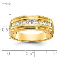14k IBGoodman Men's Polished & Satin Square 10-Stone Diamond Ring-B64291