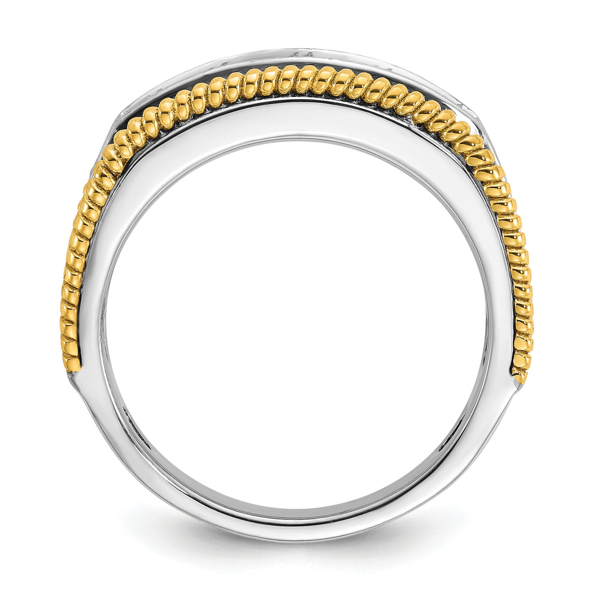 14k Two-tone 1 ct Lab Grown Diamond VS/SI+ G+ 5 Stone Complete Men's Ring-B64306