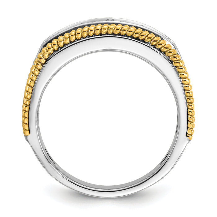 14k Two-tone 1 ct Lab Grown Diamond VS/SI+ G+ 5 Stone Complete Men's Ring-B64306