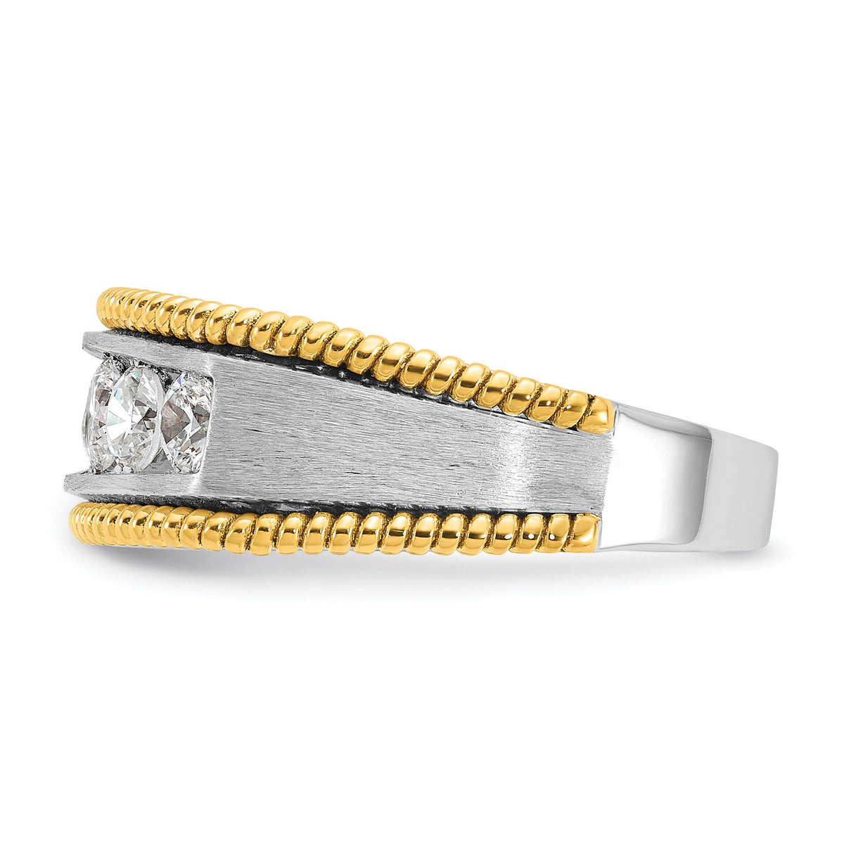 14k Two-tone 1 ct Lab Grown Diamond VS/SI+ G+ 5 Stone Complete Men's Ring-B64306