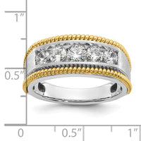 14k Two-tone 1 ct Lab Grown Diamond VS/SI+ G+ 5 Stone Complete Men's Ring-B64306