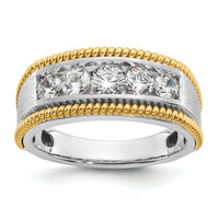 14k Two-tone 1 ct Lab Grown Diamond VS/SI+ G+ 5 Stone Complete Men's Ring-B64306